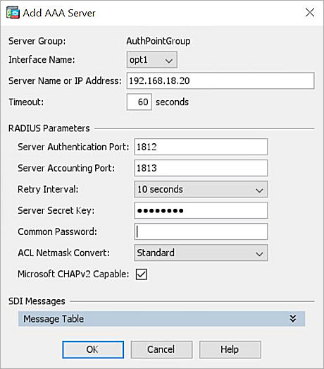 Screenshot of the RADIUS server